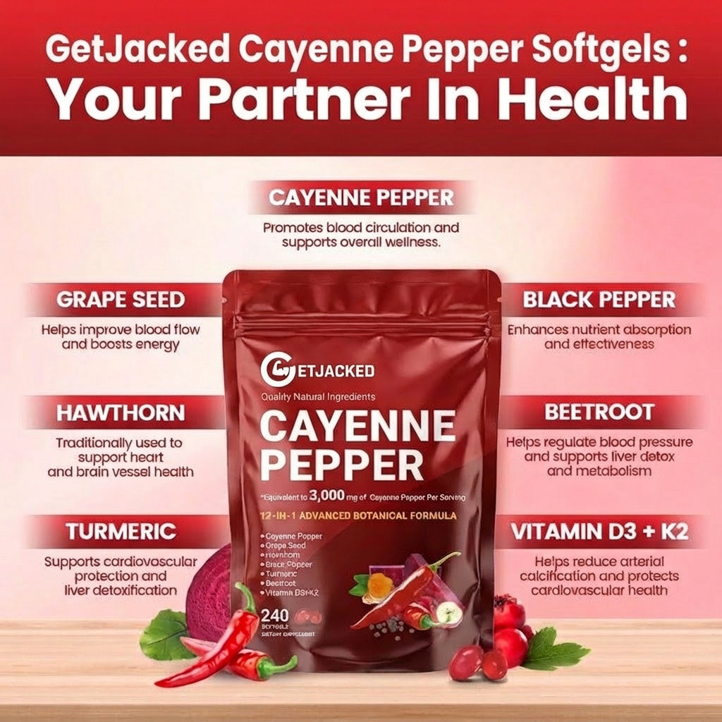 Support Vascular Function with GetJacked Cayenne Softgels
